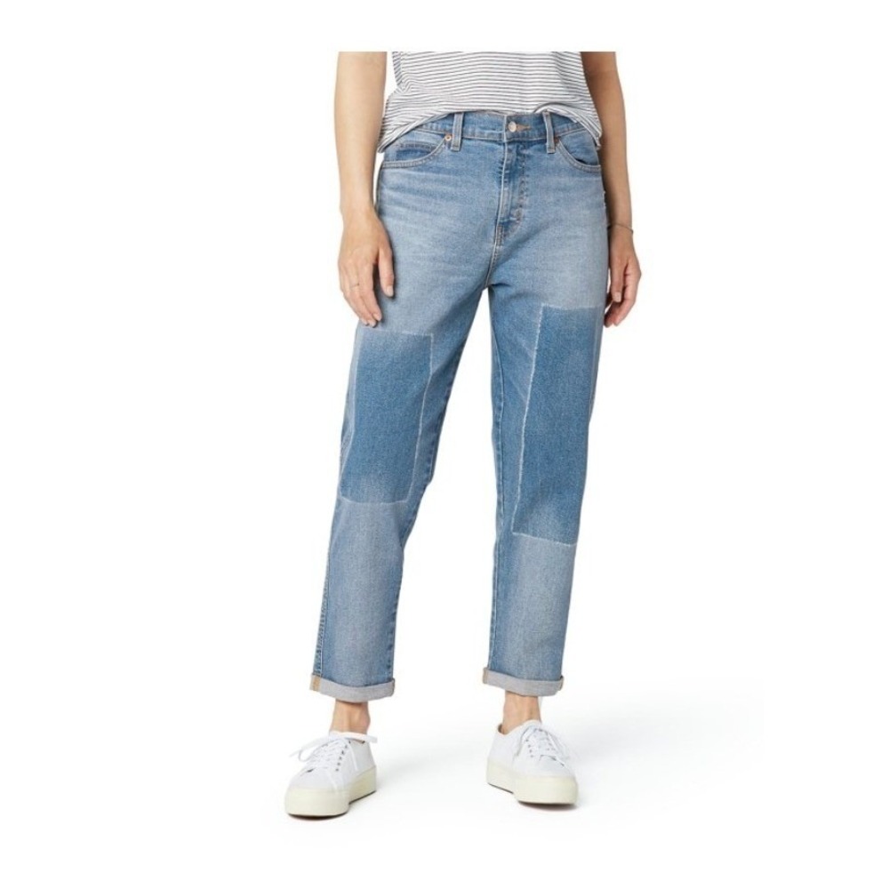 Levi's Signature Heritage Boyfriend Jeans Women Size 29 Blue Patchwork Mid Rise